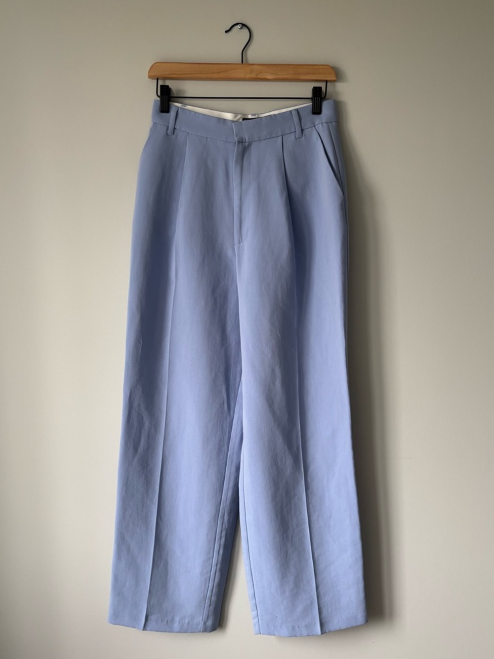 Zara Pastel Blue Full Length High Waisted Wide leg Pant